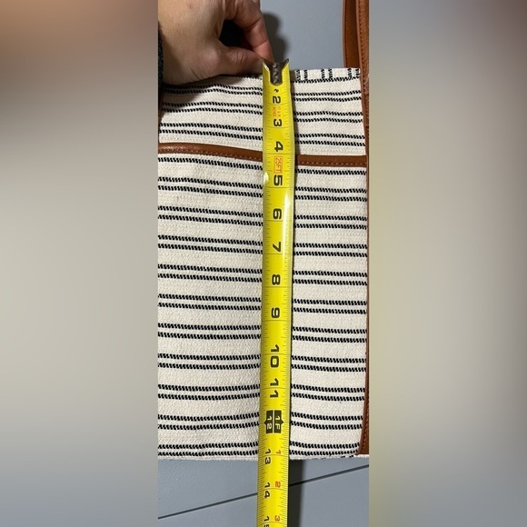 Madison West Overnight Tote and Sidekick Bag White With Black Stripes - Picture 10 of 14